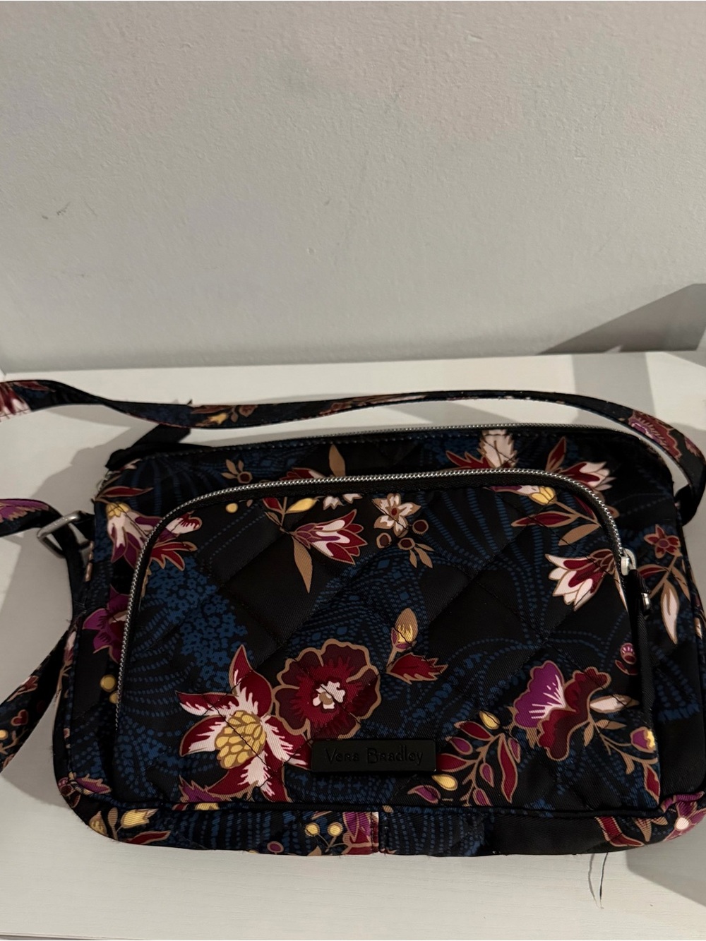 Vera Bradley Black Navy Floral Quilted Crossbody